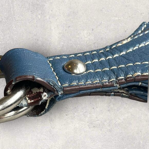 Mia Battina Retro Blue Leather Hand Bag - Picture 5 of 14